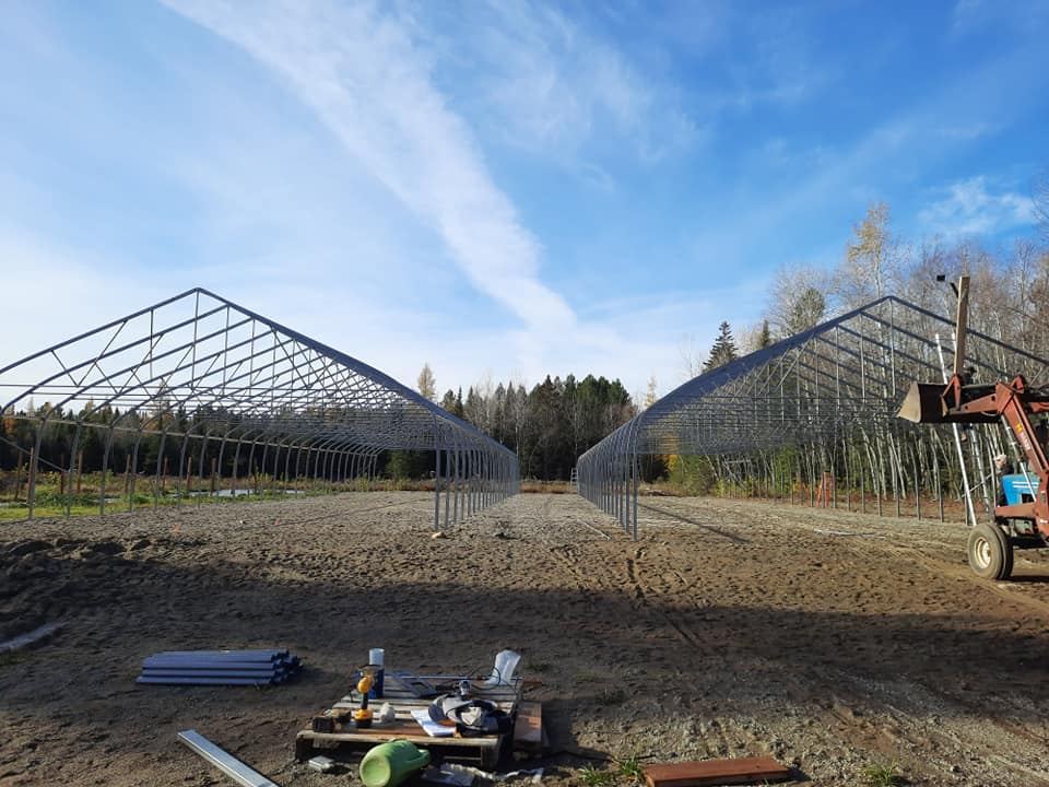 Structures des deux grandes serres en construction, automne 2021